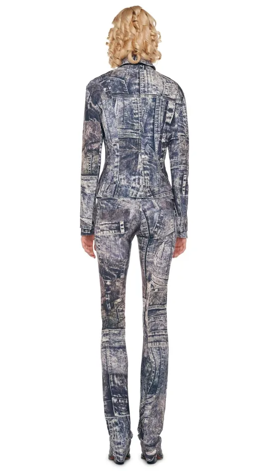 Norma Kamali Bottoms BOOT LEG JEAN Blacknavy Denim Print 8211 Clothing