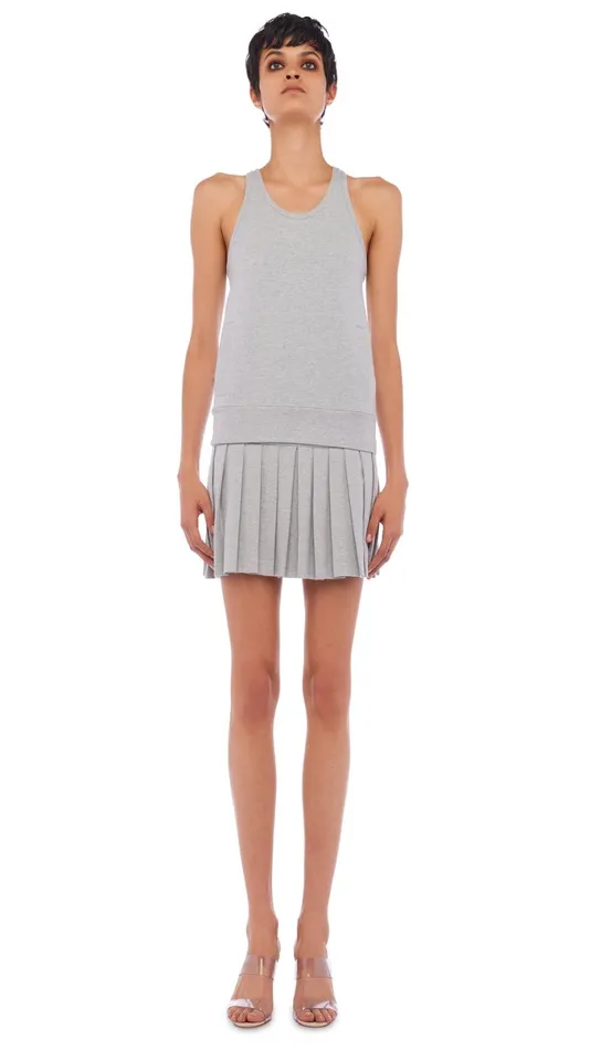Norma Kamali Bottoms PLEATED MINI SKIRT Light Heather Grey 8211 Clothing