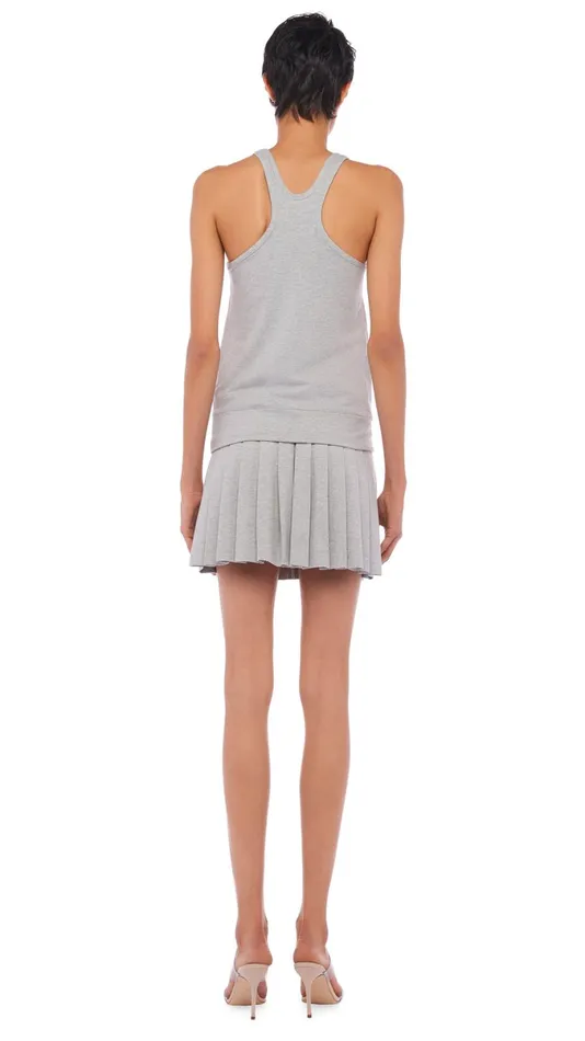 Norma Kamali Bottoms PLEATED MINI SKIRT Light Heather Grey 8211 Clothing