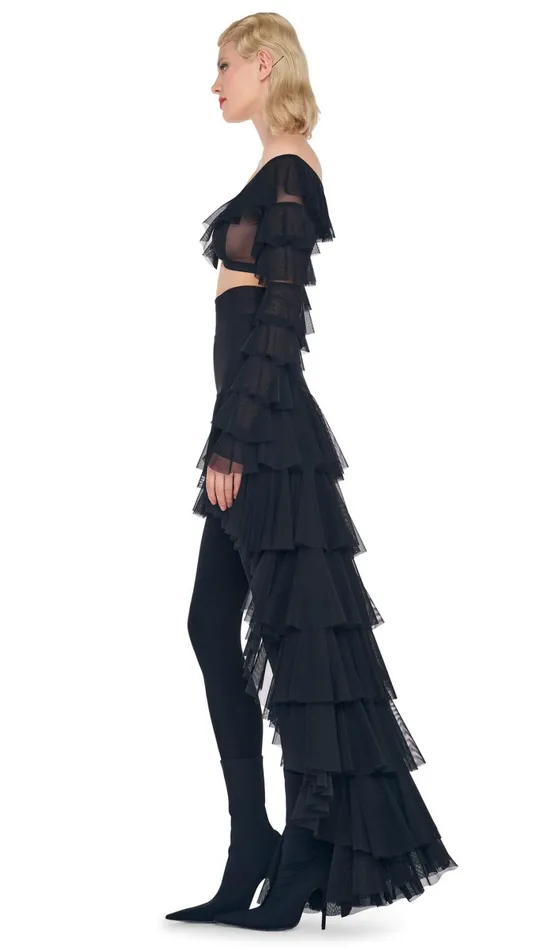 Norma Kamali Bottoms THIGH HIGH SPLICED LEGGING Blackblack Mesh 8211 Clothing