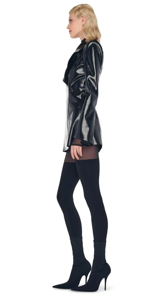 Norma Kamali Bottoms THIGH HIGH SPLICED LEGGING Blackblack Mesh 8211 Clothing