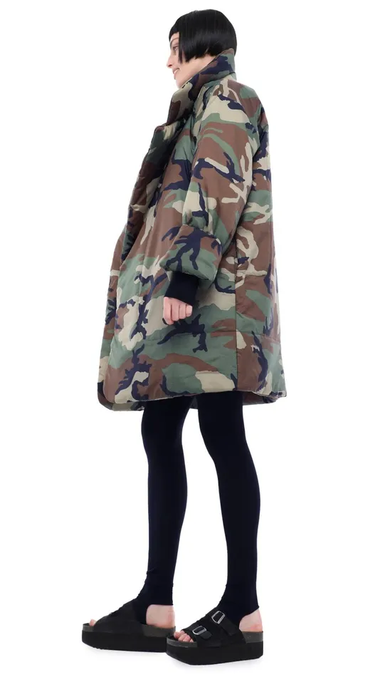 Norma Kamali Coats SLEEPING BAG COAT TO KNEE Camo 8211 Clothing