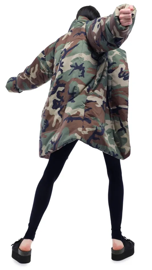 Norma Kamali Coats SLEEPING BAG COAT TO KNEE Camo 8211 Clothing