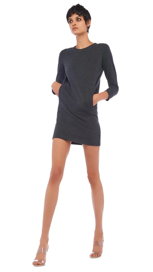 Norma Kamali Dresses 34 SLEEVE TAILORED MINI DRESS Dark Heather Grey 8211 Clothing Norma Kamali Dresses 34 SLEEVE TAILORED MINI DRESS Dark Heather Grey 8211 Clothing