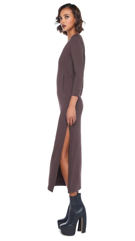 Norma Kamali Dresses 34 SLEEVE TAILORED TERRY GOWN Chocolate 8211 Clothing