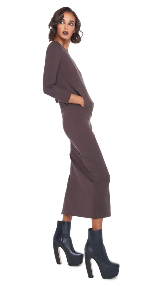 Norma Kamali Dresses 34 SLEEVE TAILORED TERRY GOWN Chocolate 8211 Clothing