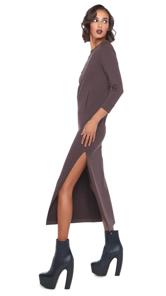 Norma Kamali Dresses 34 SLEEVE TAILORED TERRY GOWN Chocolate 8211 Clothing
