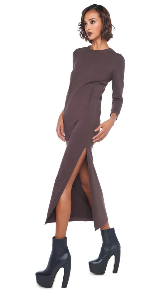 Norma Kamali Dresses 34 SLEEVE TAILORED TERRY GOWN Chocolate 8211 Clothing