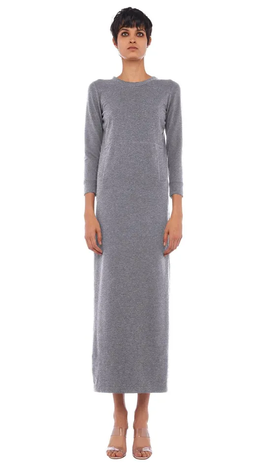 Norma Kamali Dresses 34 SLEEVE TAILORED TERRY GOWN Medium Heather Grey 8211 Clothing Norma Kamali Dresses 34 SLEEVE TAILORED TERRY GOWN Medium Heather Grey 8211 Clothing
