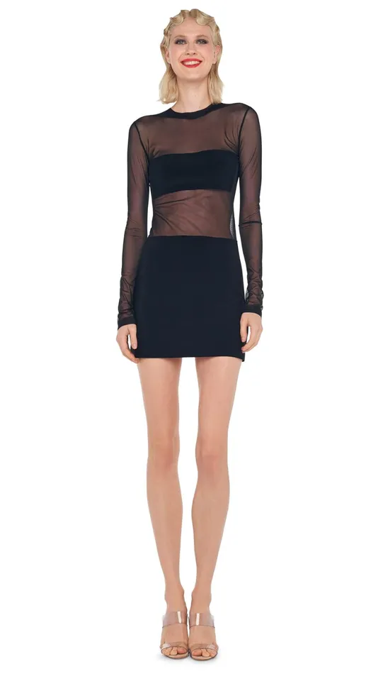 Norma Kamali Dresses DASH DASH MINI DRESS Blackblack Mesh 8211 Clothing