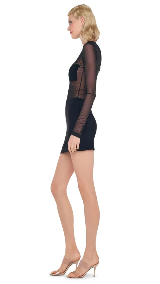 Norma Kamali Dresses DASH DASH MINI DRESS Blackblack Mesh 8211 Clothing