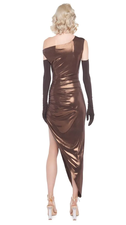Norma Kamali Dresses DROP SHOULDER SIDE DRAPE GOWN Chocolate 8211 Clothing