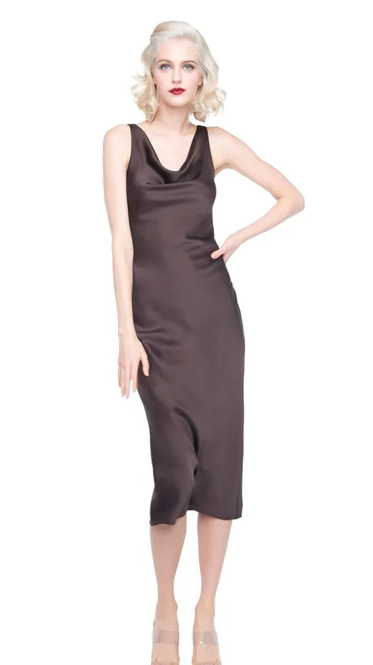 Norma Kamali Dresses MARIA DRESS TO MIDCALF Chocolate 8211 Clothing