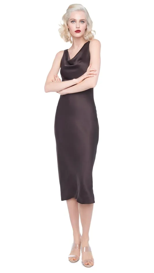Norma Kamali Dresses MARIA DRESS TO MIDCALF Chocolate 8211 Clothing