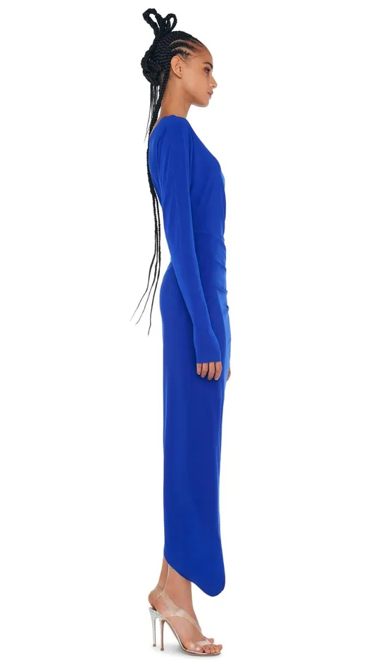 Norma Kamali Dresses ONE SLEEVE DROP SHOULDER GOWN Electric Blue 8211 Clothing Norma Kamali Dresses ONE SLEEVE DROP SHOULDER GOWN Electric Blue 8211 Clothing