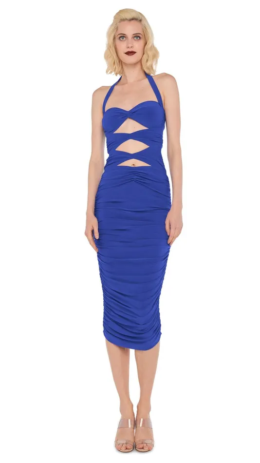Norma Kamali Dresses PEEKABOO MIO DRESS TO MIDCALF Cobalt 8211 Clothing
