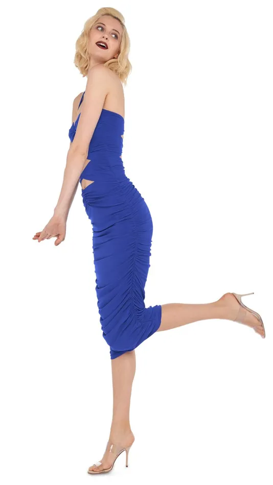 Norma Kamali Dresses PEEKABOO MIO DRESS TO MIDCALF Cobalt 8211 Clothing