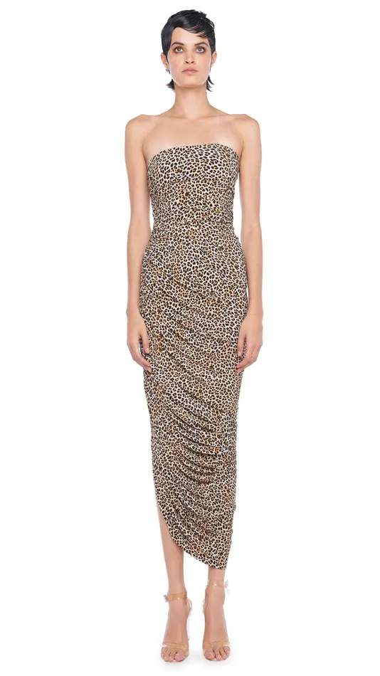 Norma Kamali Dresses STRAPLESS DIANA GOWN Bb Leopard 8211 Clothing