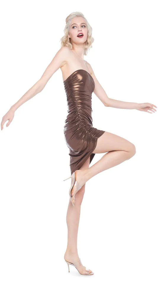 Norma Kamali Dresses STRAPLESS DIANA MINI DRESS Chocolate 8211 Clothing