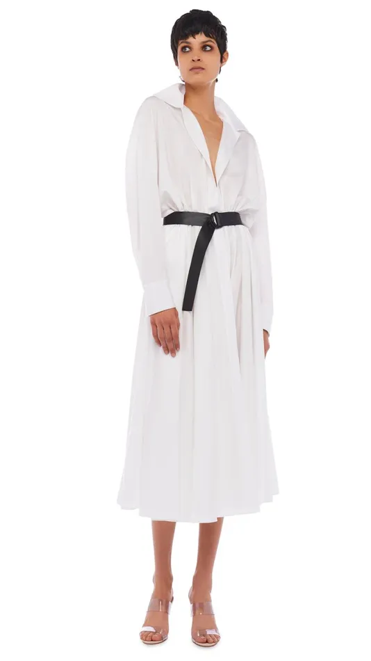 Norma Kamali Dresses SUPER OS BF NK SHIRT DRESS Snow White 8211 Clothing