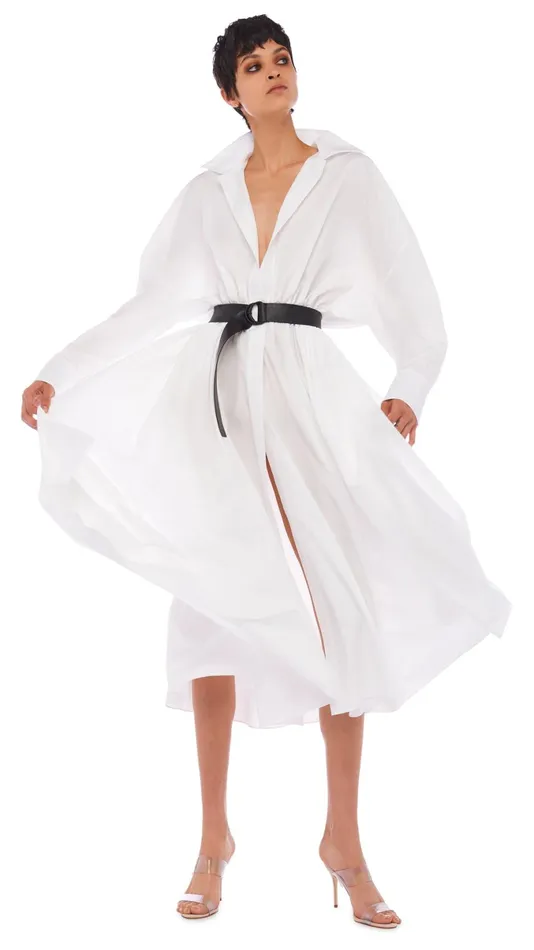 Norma Kamali Dresses SUPER OS BF NK SHIRT DRESS Snow White 8211 Clothing