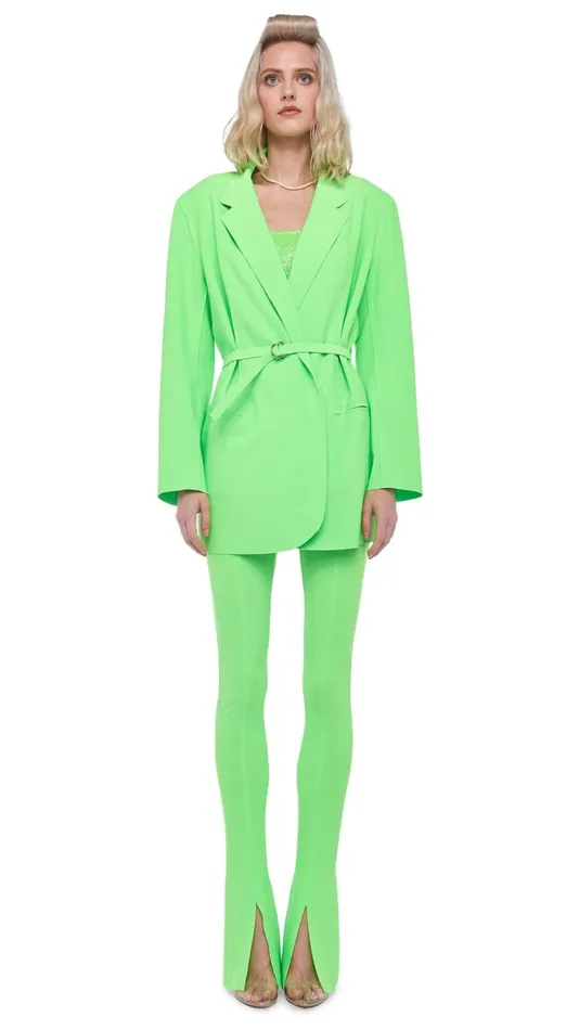 Norma Kamali Jackets OVERSIZED DB JACKET Neon Green 8211 Clothing