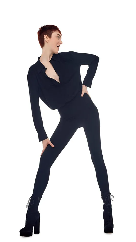 Norma Kamali Jumpsuits NK SHIRT WITH LEGGING Black 8211 Clothing