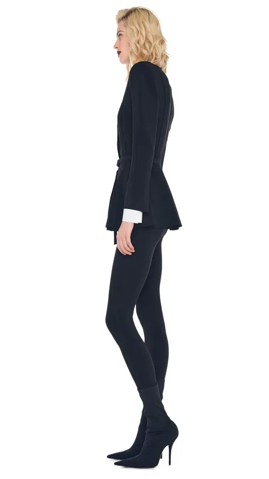 Norma Kamali Wardrobe LEGGING W FOOTIE WO WAISTBAND With SINGLE BREASTED PEPLUM JACKET 8211 Clothing