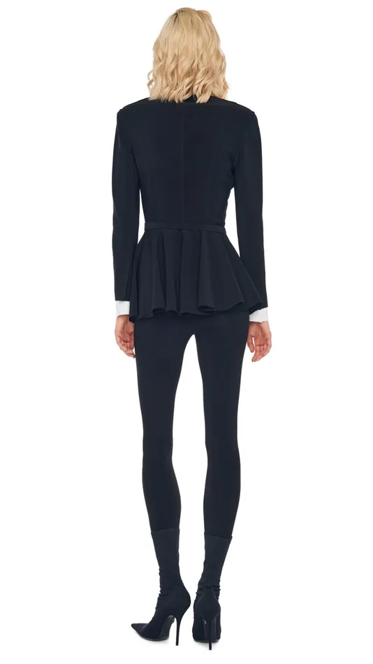 Norma Kamali Wardrobe LEGGING W FOOTIE WO WAISTBAND With SINGLE BREASTED PEPLUM JACKET 8211 Clothing