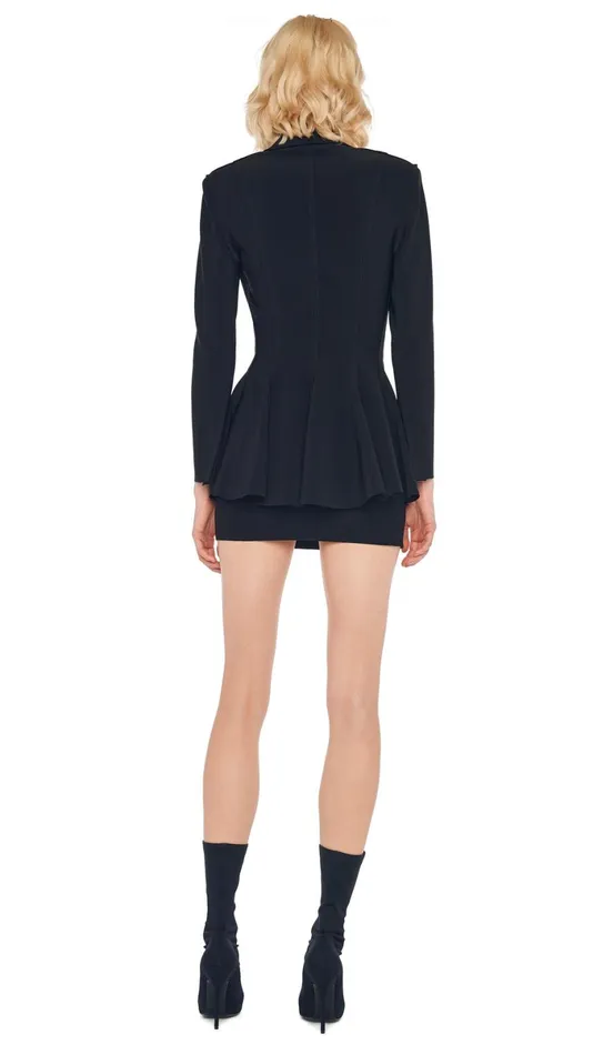 Norma Kamali Wardrobe SLEEVELESS PICKLEBALL MINI DRESS With SINGLE BREASTED PEPLUM JACKET 8211 Clothing
