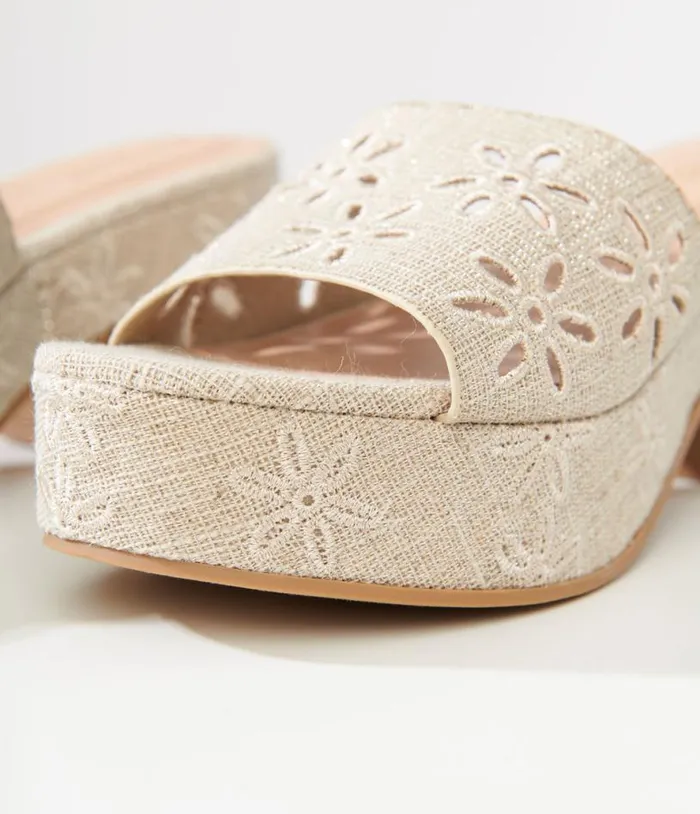 Nude Flower Platform Sandals Shoes Unique Vintage Sandals