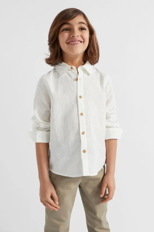 Occasion Boy Seed Heritage Core Linen Shirt Canvas