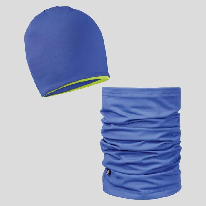 Odlo Accessories The Weact 039 Collection Reversible Beanie Hat And Buff Set Spectrum Blue 8211 Acid Lime 8211 Kids