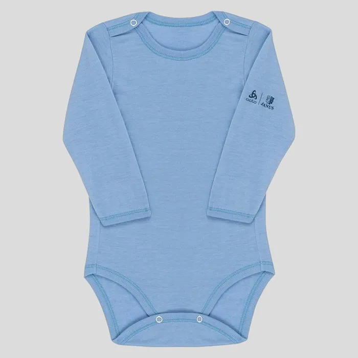Odlo Base Layers The Espeland Merino 160 Long Sleeve Baby Bodysuit With Snaps Faded Denim 8211 Kids