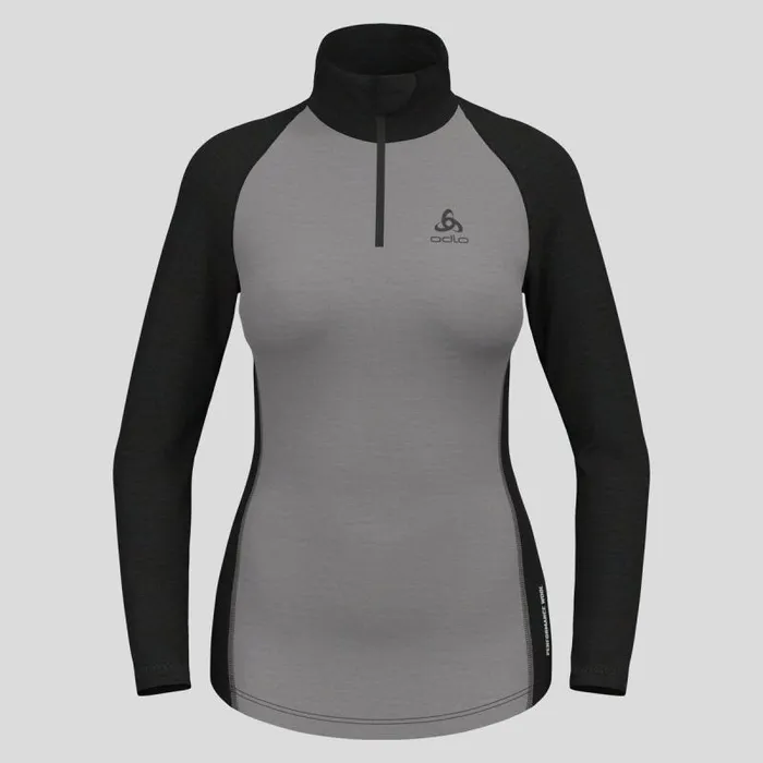 Odlo Base Layers The Performance Wool 150 Base Layer HalfZip Grey Melange 8211 Dark Grey Melange 8211 Women