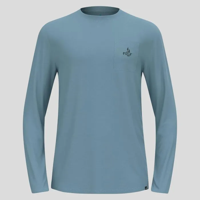 Odlo Mid Layers and Longsleeves The Ascent Merino 200 Pocket Long Sleeve TShirt Provincial Blue 8211 Men