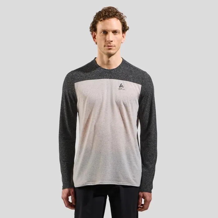 Odlo Mid Layers and Longsleeves The XAlp Linencool Long Sleeve Mtb Tee Black 8211 Odlo Concrete Grey 8211 Men