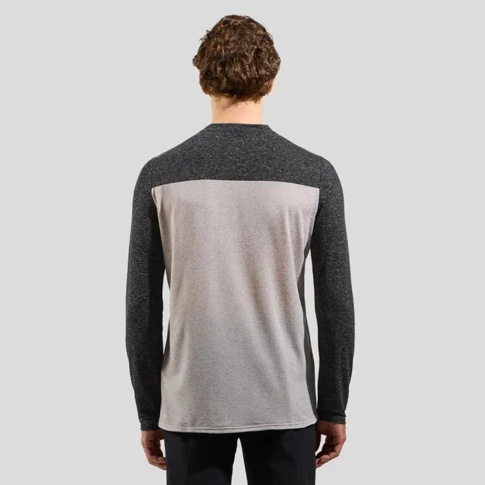 Odlo Mid Layers and Longsleeves The XAlp Linencool Long Sleeve Mtb Tee Black 8211 Odlo Concrete Grey 8211 Men