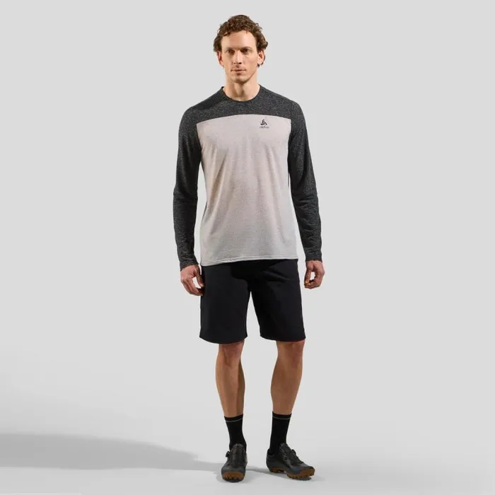 Odlo Mid Layers and Longsleeves The XAlp Linencool Long Sleeve Mtb Tee Black 8211 Odlo Concrete Grey 8211 Men