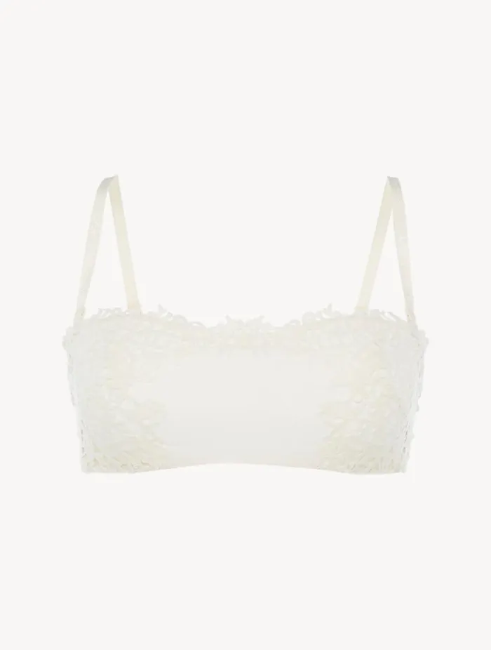 Offwhite Nonwired Bandeau Bra With Macram Lingerie La Perla Bandeau