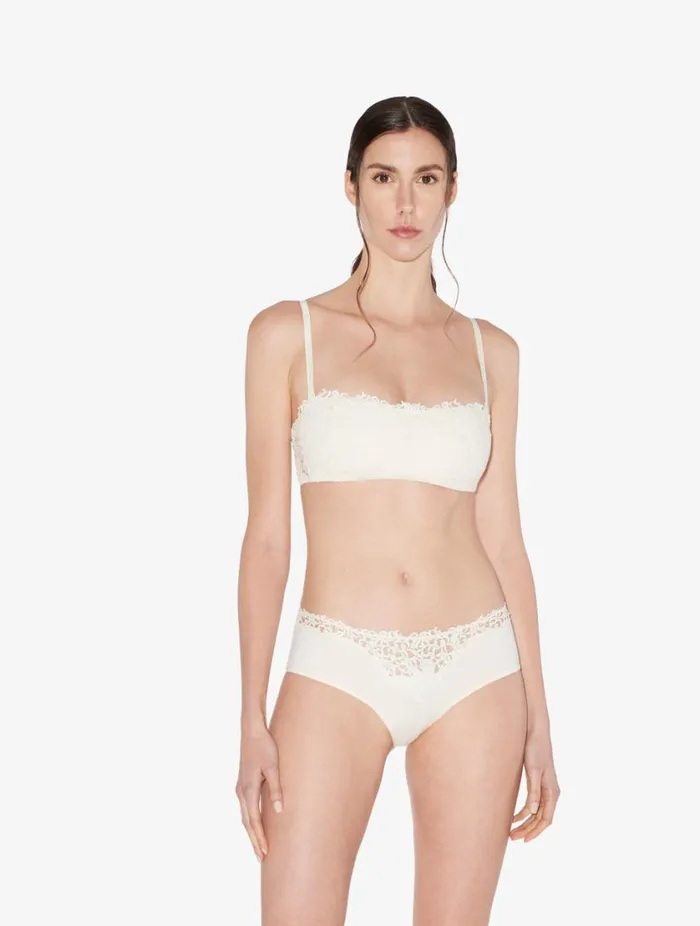 Offwhite Nonwired Bandeau Bra With Macram Lingerie La Perla Bandeau