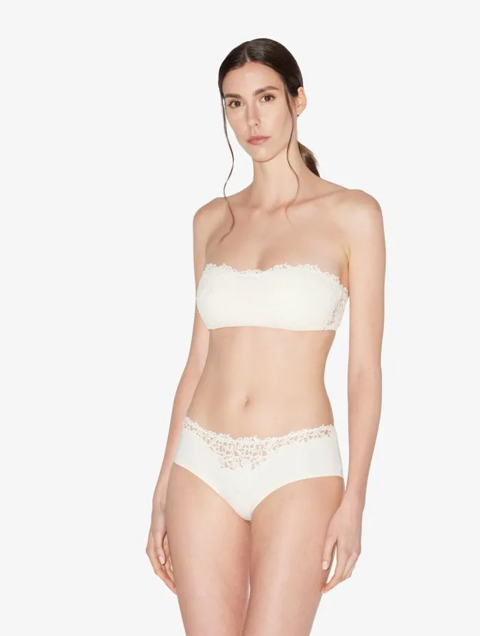 Offwhite Nonwired Bandeau Bra With Macram Lingerie La Perla Bandeau