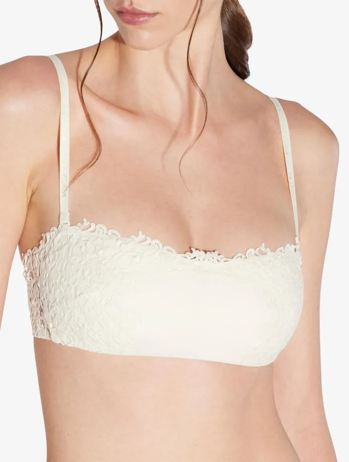 Offwhite Nonwired Bandeau Bra With Macram Lingerie La Perla Bandeau