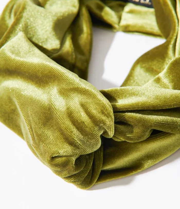 Olive Green Plush Velvet Twist Front Headband Accessories Unique Vintage Headbands