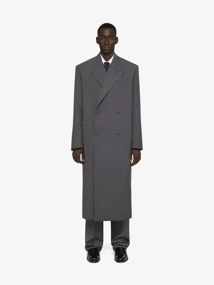 Oversized Double Breasted Coat In Wool Medium Grey Men Givenchy Coats and Jackets Oversized Double Breasted Coat In Wool Medium Grey Men Givenchy Coats and Jackets