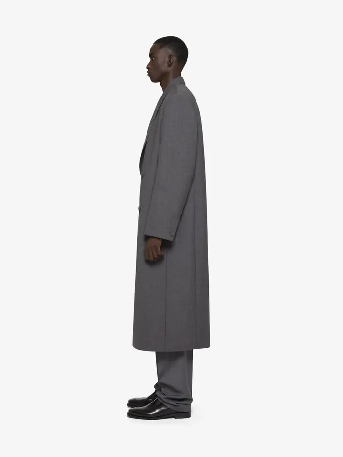 Oversized Double Breasted Coat In Wool Medium Grey Men Givenchy Coats and Jackets