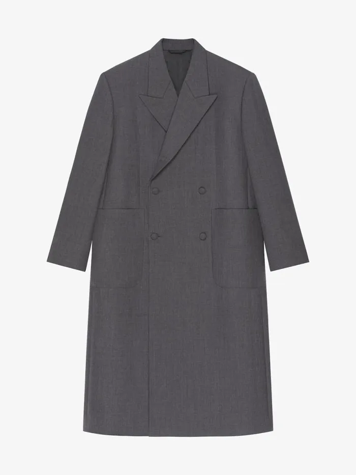 Oversized Double Breasted Coat In Wool Medium Grey Men Givenchy Coats and Jackets
