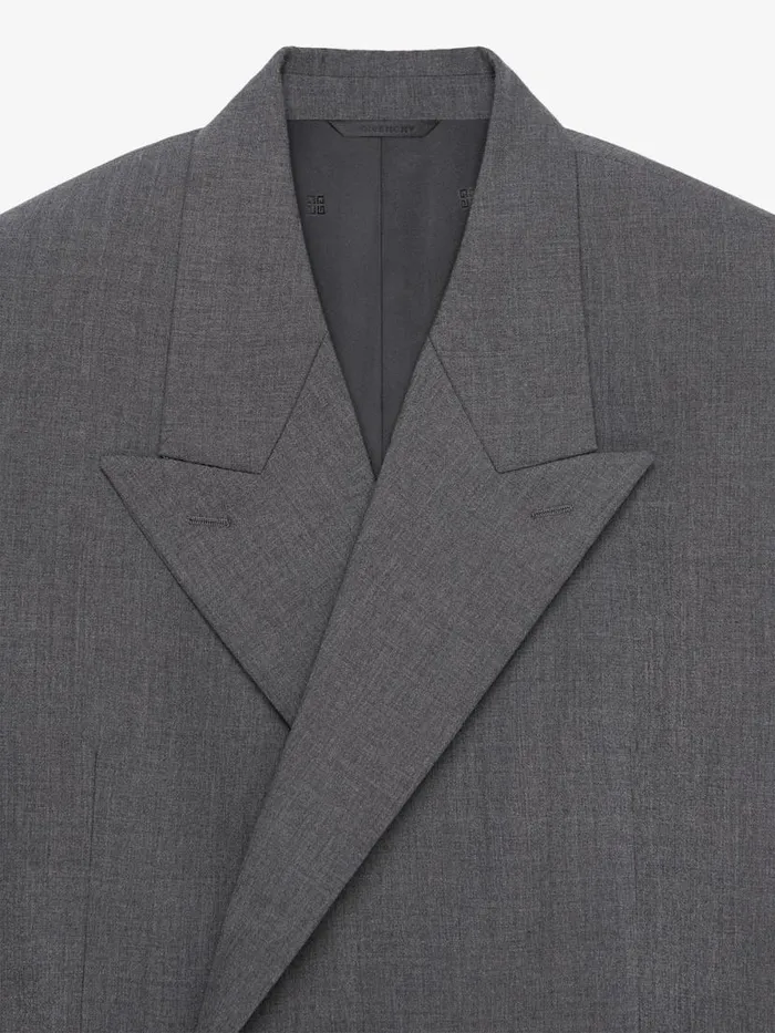 Oversized Double Breasted Coat In Wool Medium Grey Men Givenchy Coats and Jackets