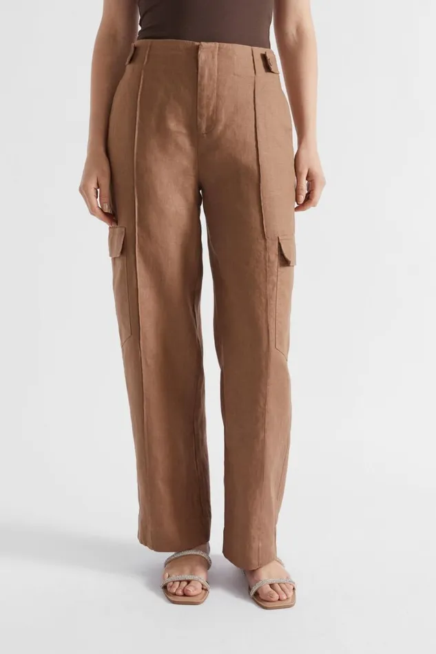 Pants Woman Seed Heritage Linen Cargo Pant Woodland