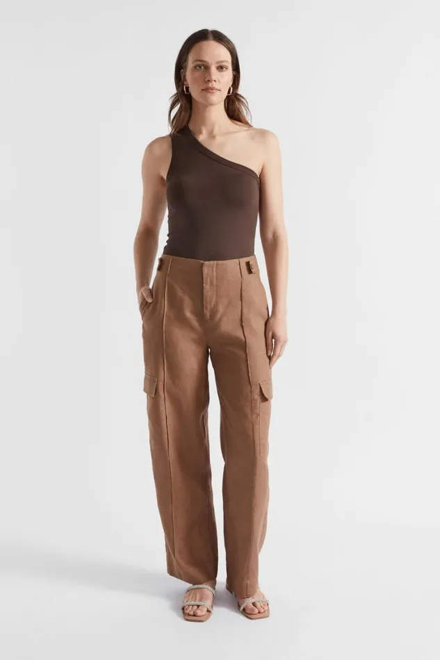 Pants Woman Seed Heritage Linen Cargo Pant Woodland